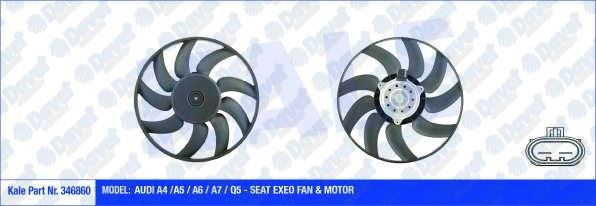 KALE 346860 Fan Motoru Sol A4 08>A5 08>A6 11>Q5 09>Exeo 10> 2.0tdi-3.0tdi